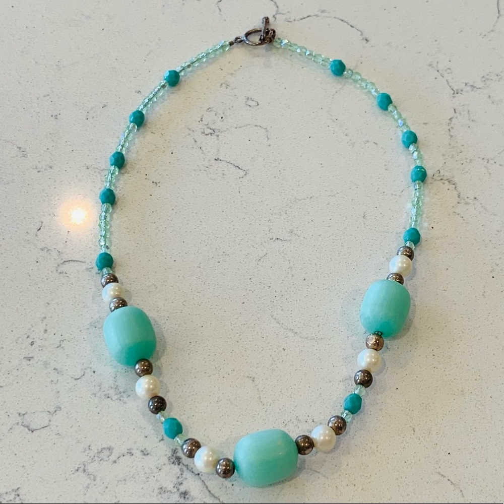 LOFT Teal Beaded Necklace